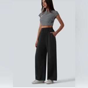 HALARA Wide Leg Pants with Drawstring in Black size XL TALL